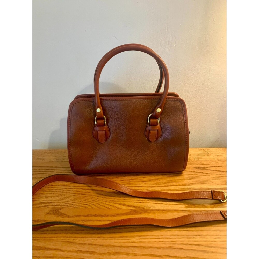 Leather & Co. by Liz Claiborne Brown Leather Crossbody Purse Bag Satchel Round - Picture 13 of 13